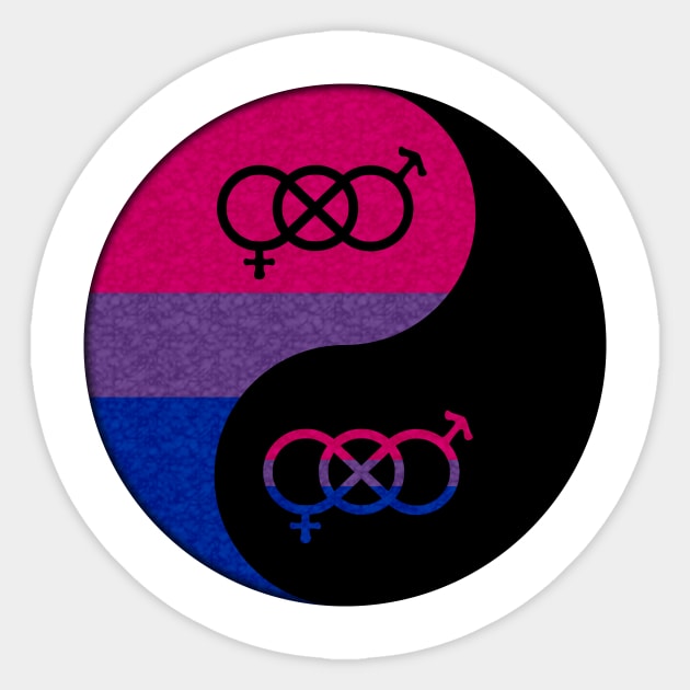 Bisexual Pride Yin and Yang Symbol in Pride Flag Colors Sticker by LiveLoudGraphics